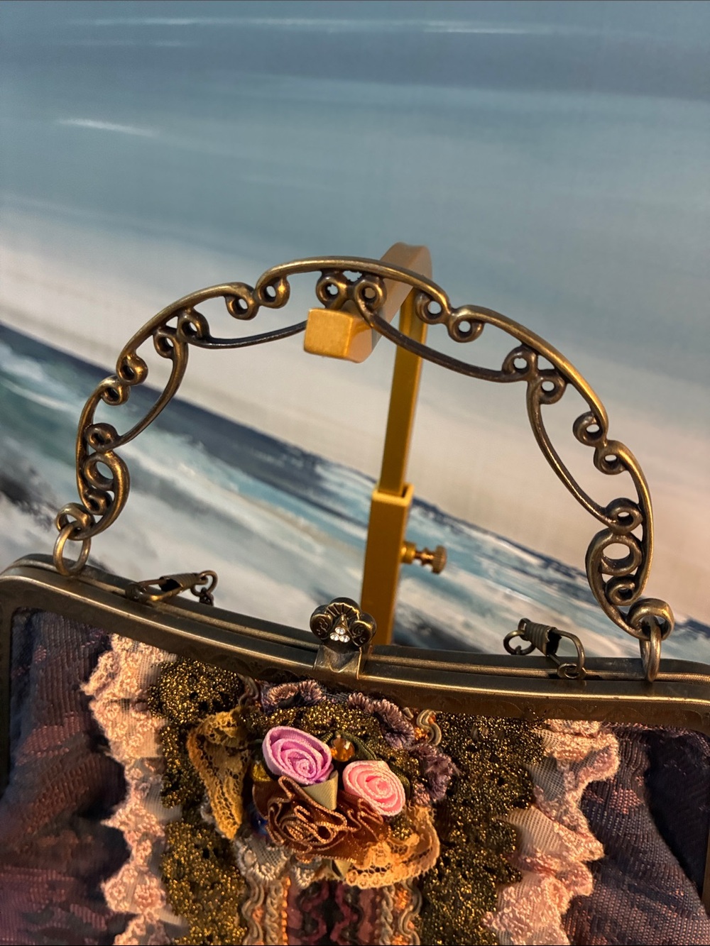 RARE and UNIQUE Vintage-Style Embellished Purple Evening Handbag - Picture 4 of 10